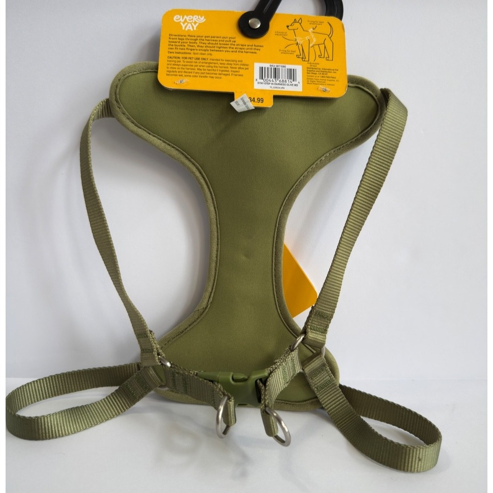 EveryYay Medium Step-In Dog Harness Olive Green Adjustable Front D-Ring - Picture 6 of 9